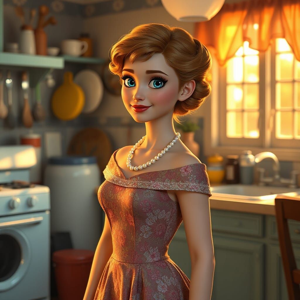 Hyperrealistic 1950s Housewife Anna Frozen
