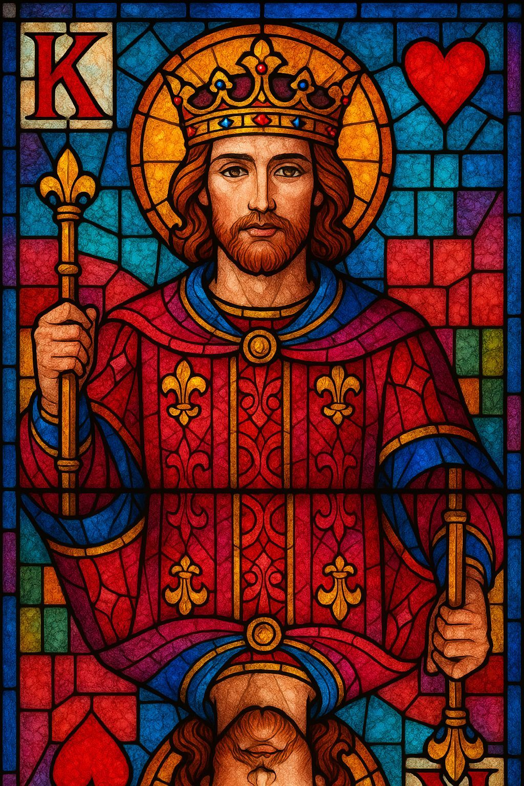 Stained Glass King of Hearts Portrait
