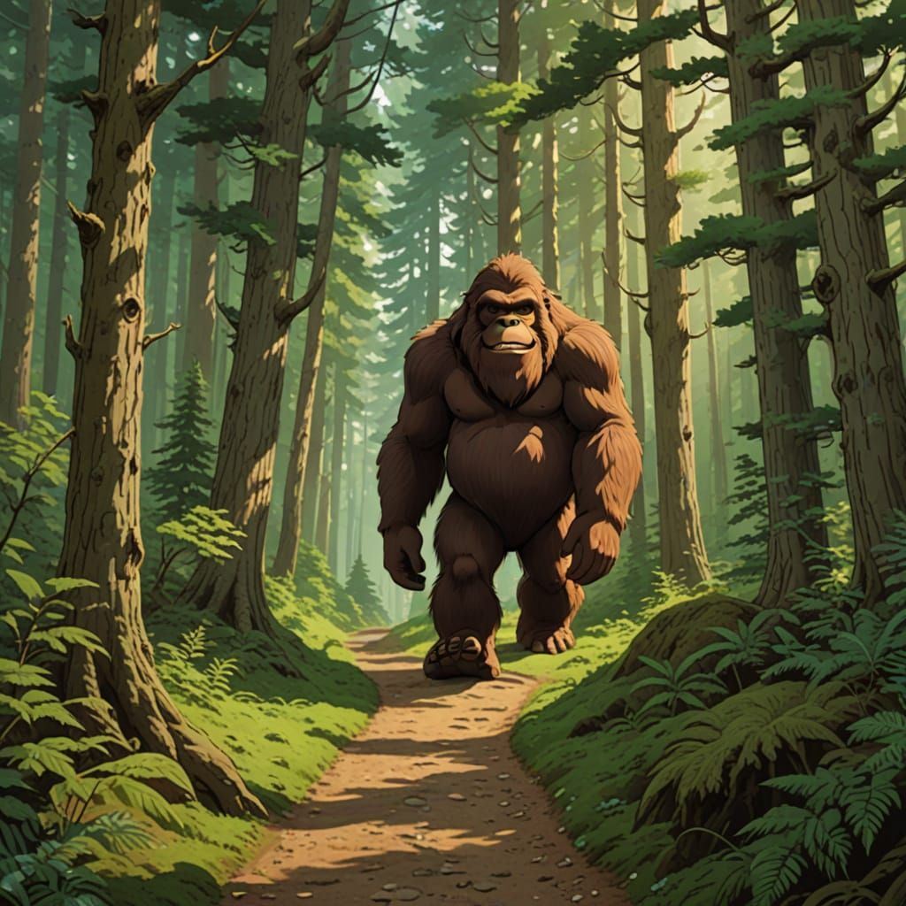 Enchanted Forest Path in Whimsical Ghibli Style