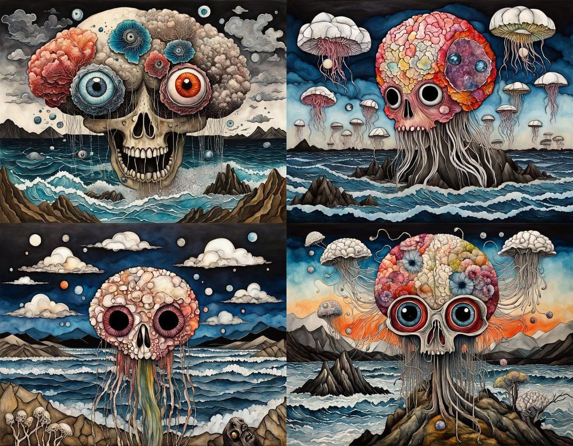 Horrific Mutant Landscape in Japanese Art Style
