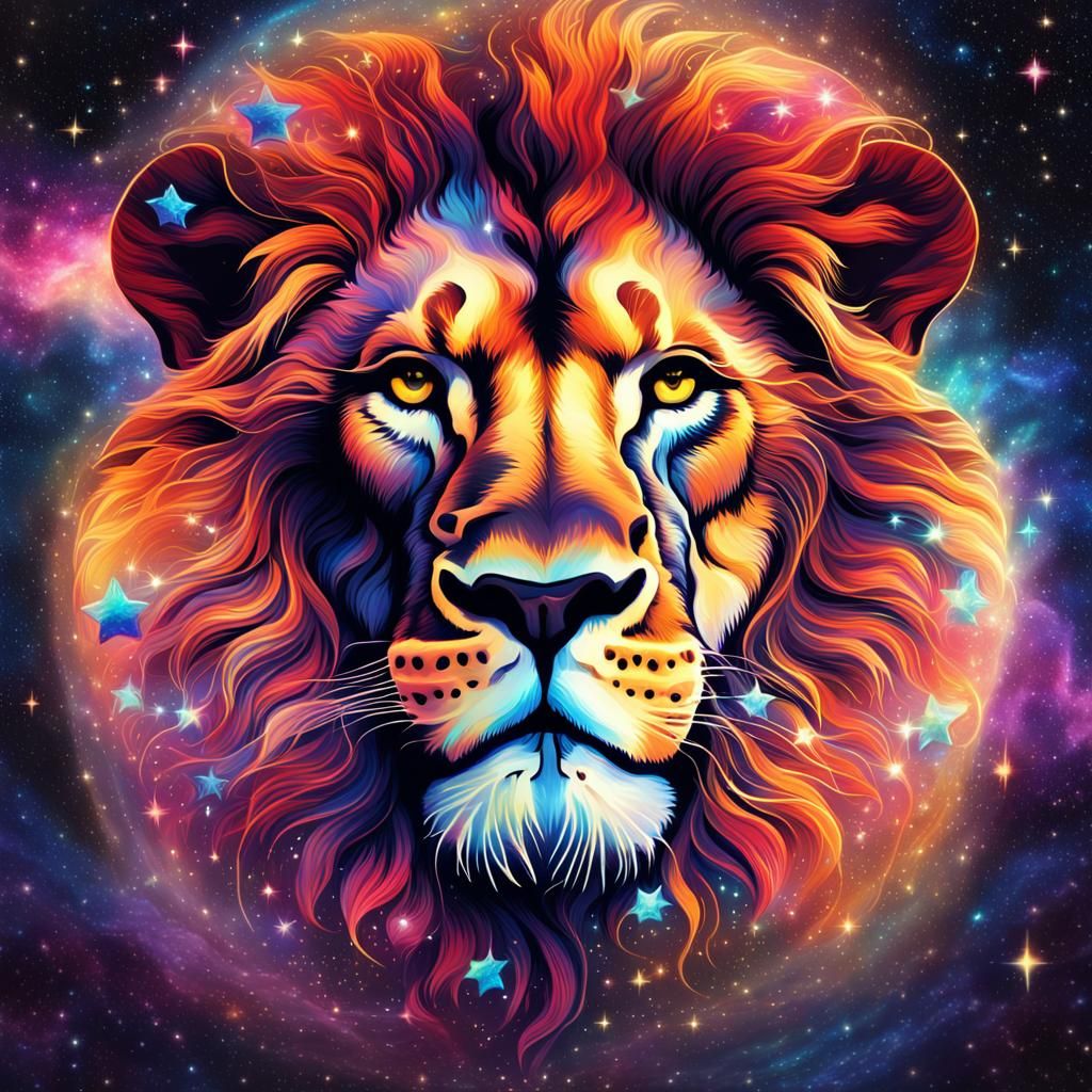Cosmic Lion Made of Stars and Nebulae
