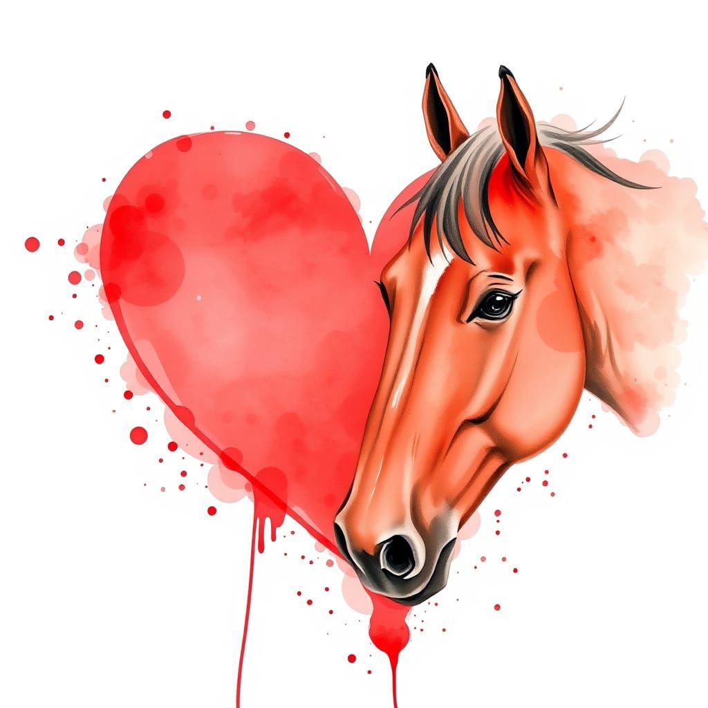 Heartfelt Family Bond with a Loving Horse in Vibrant Waterco...