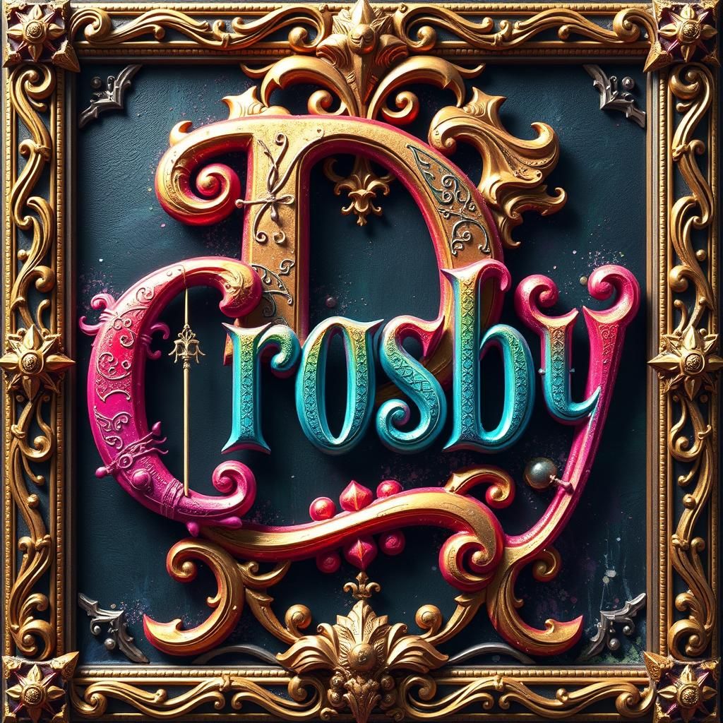 Fancy Letters D. Crosby in Colorful Fantasy Frame