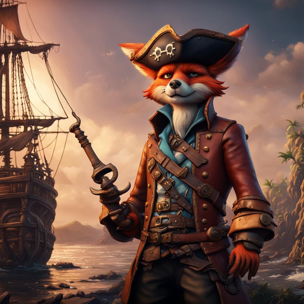 Foxy the Pirate in Detailed Matte Painting