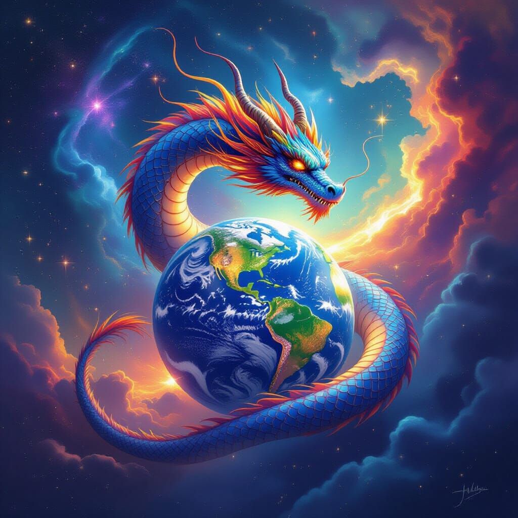 Vibrant Cosmic Dragon Swims Through Space Near Earth