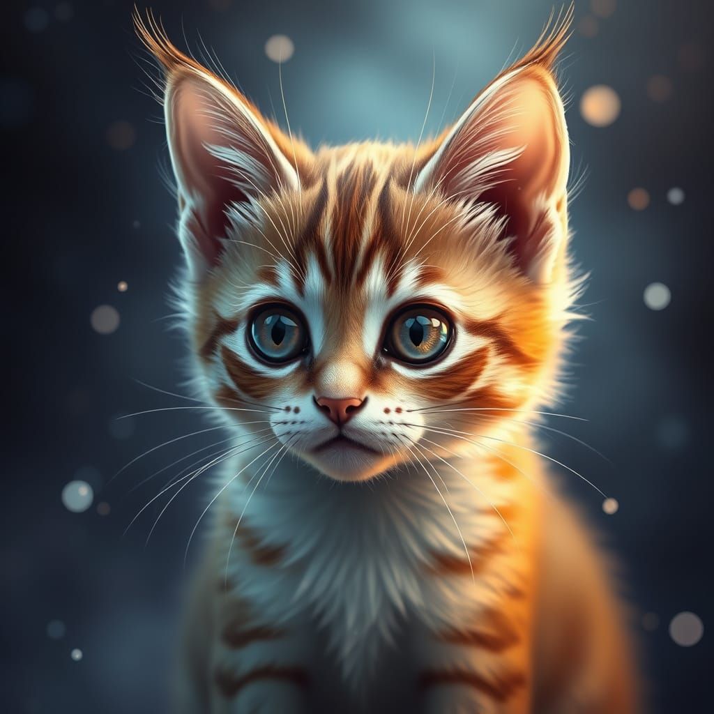 Whimsical Hazel Cat in Fantasy Landscape