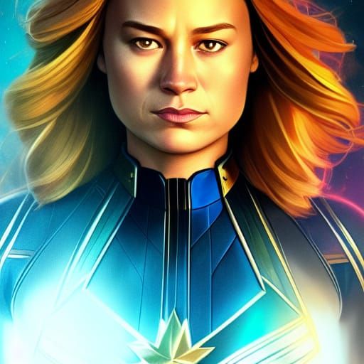 Hyperdetailed Portrait of Captain Marvel in Dynamic Lighting
