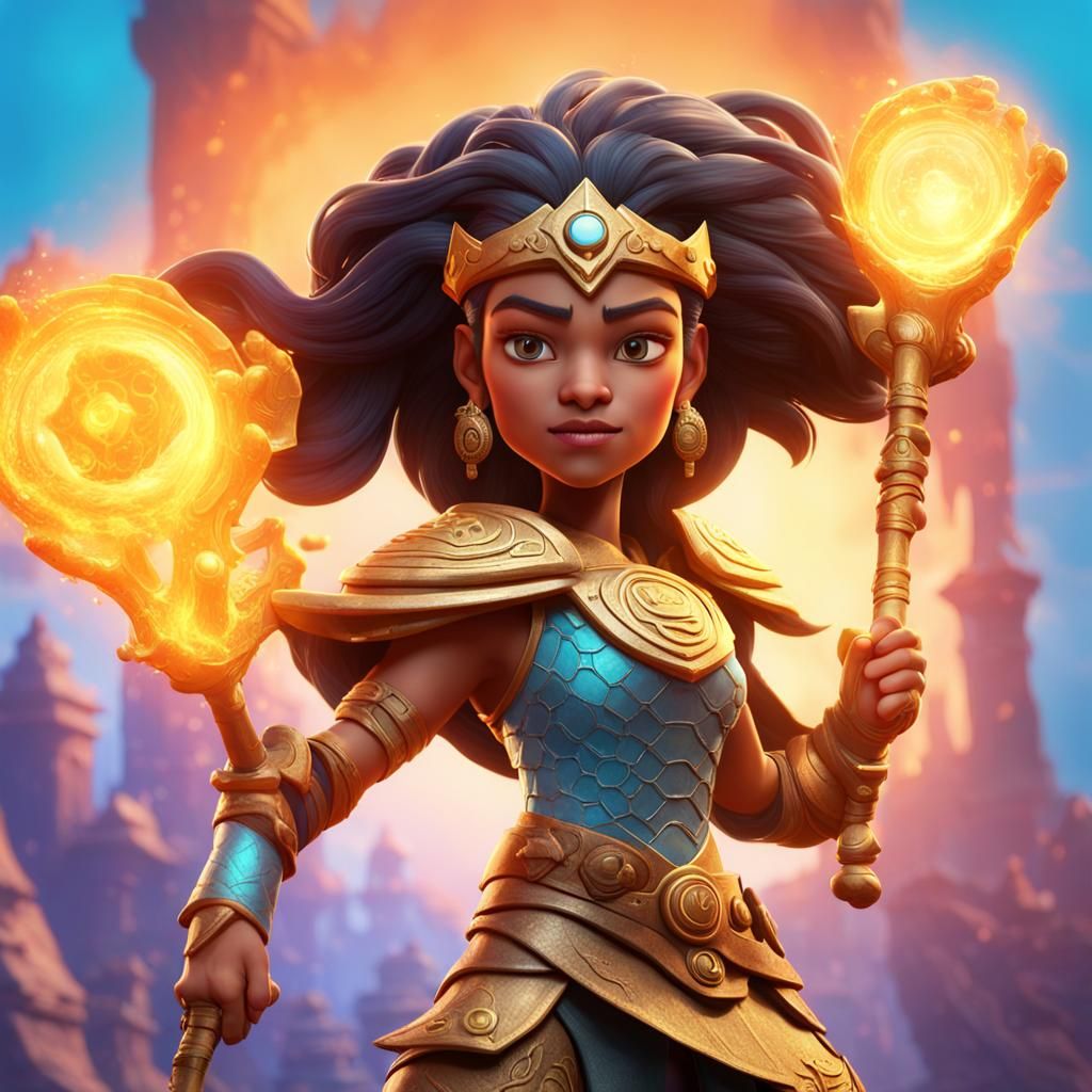 Elemental Warrior Princess in 3D Digital Art