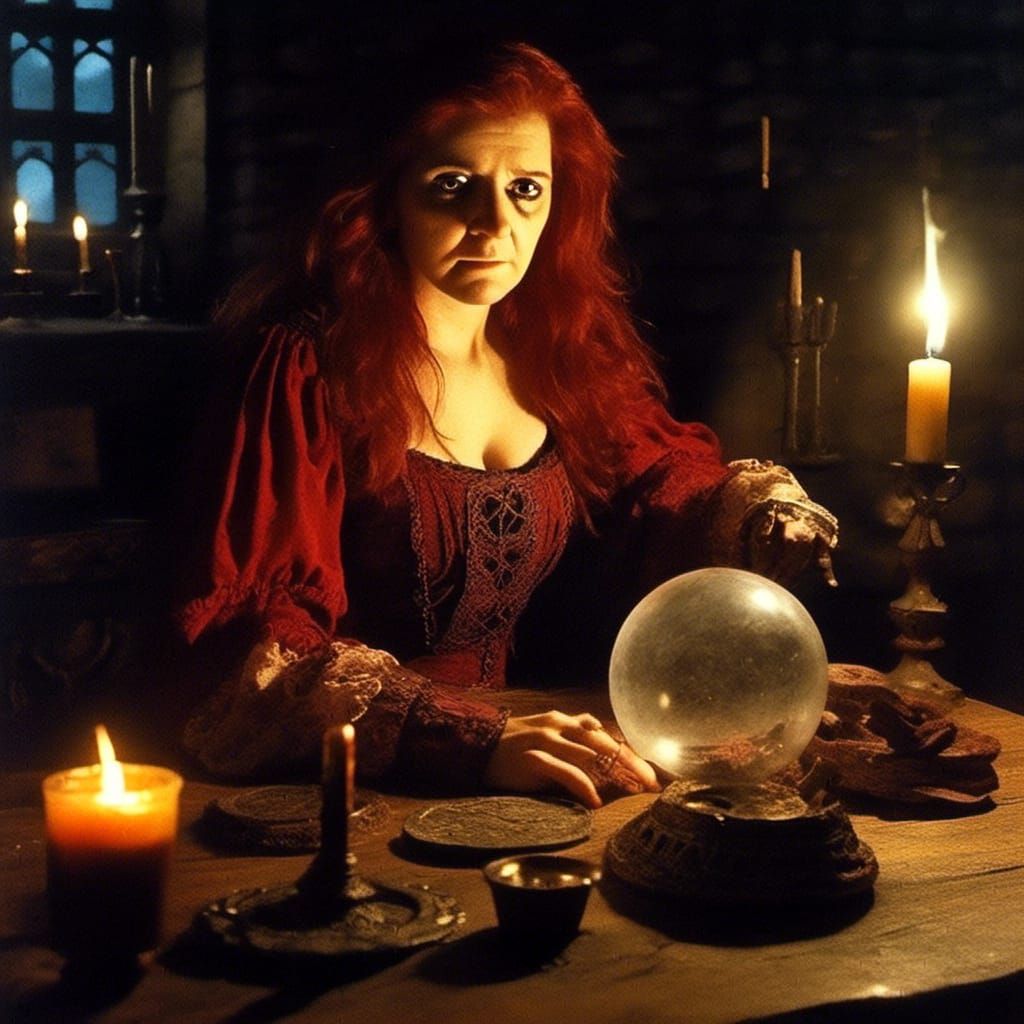 Mystical Witch with Crystal Ball in Medieval Art
