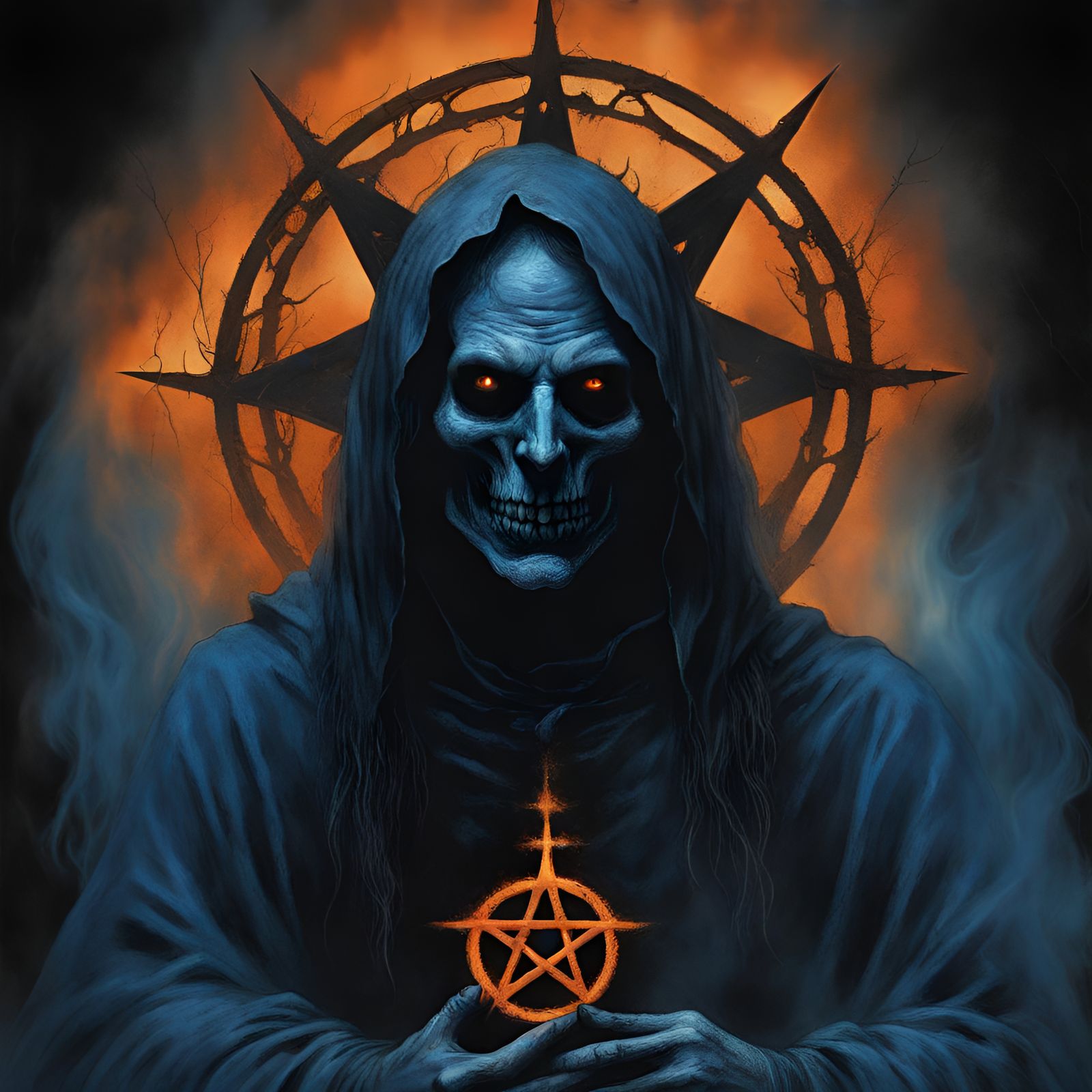 Satanic Ritual in Hell: A Photorealistic Digital Painting