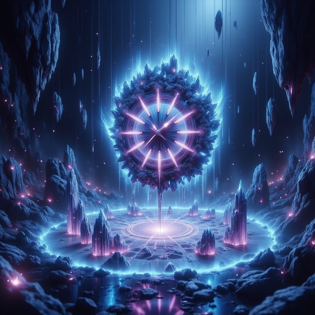 Cosmic Melting Clock in Iridescent Hues