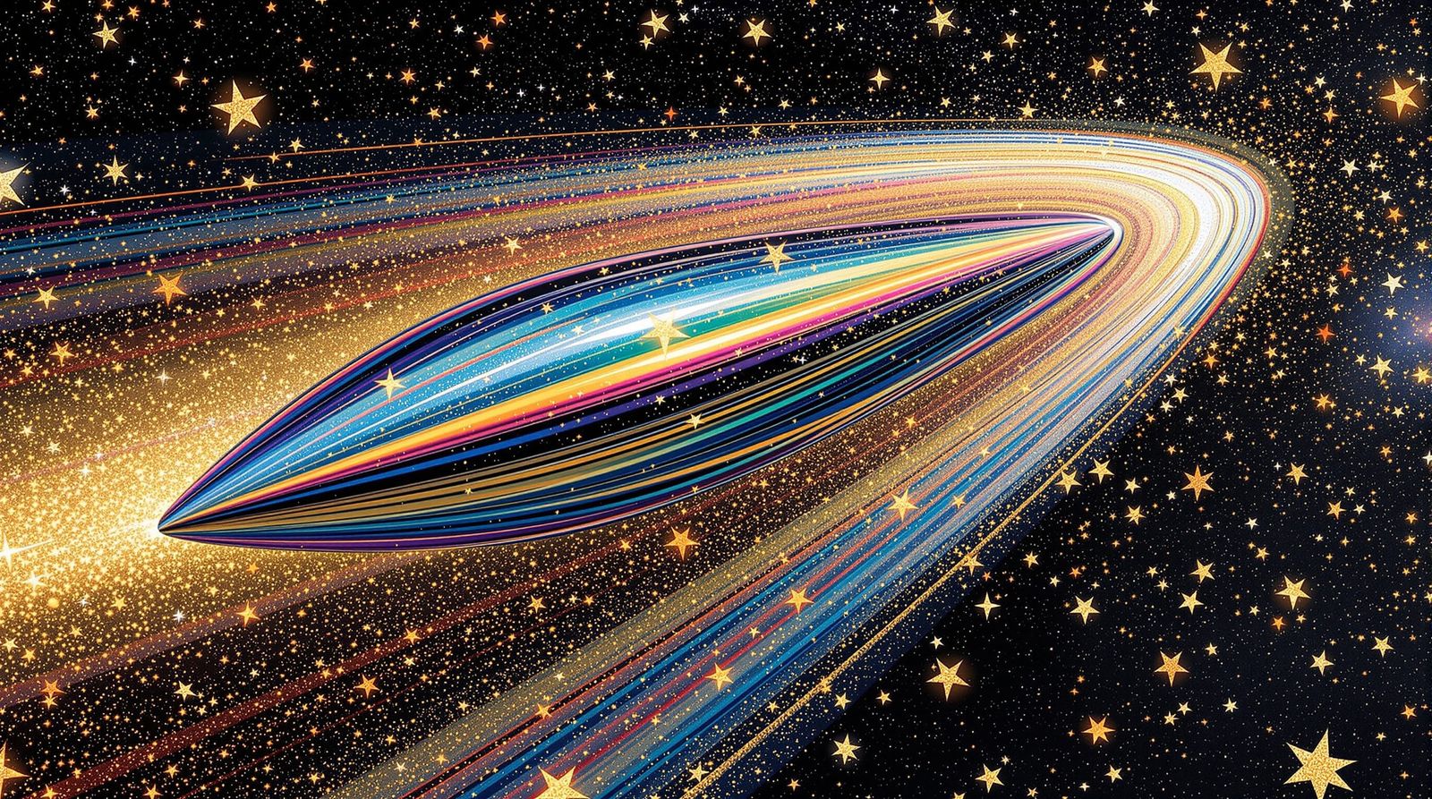 Interstellar Cylinder in Klimt Style