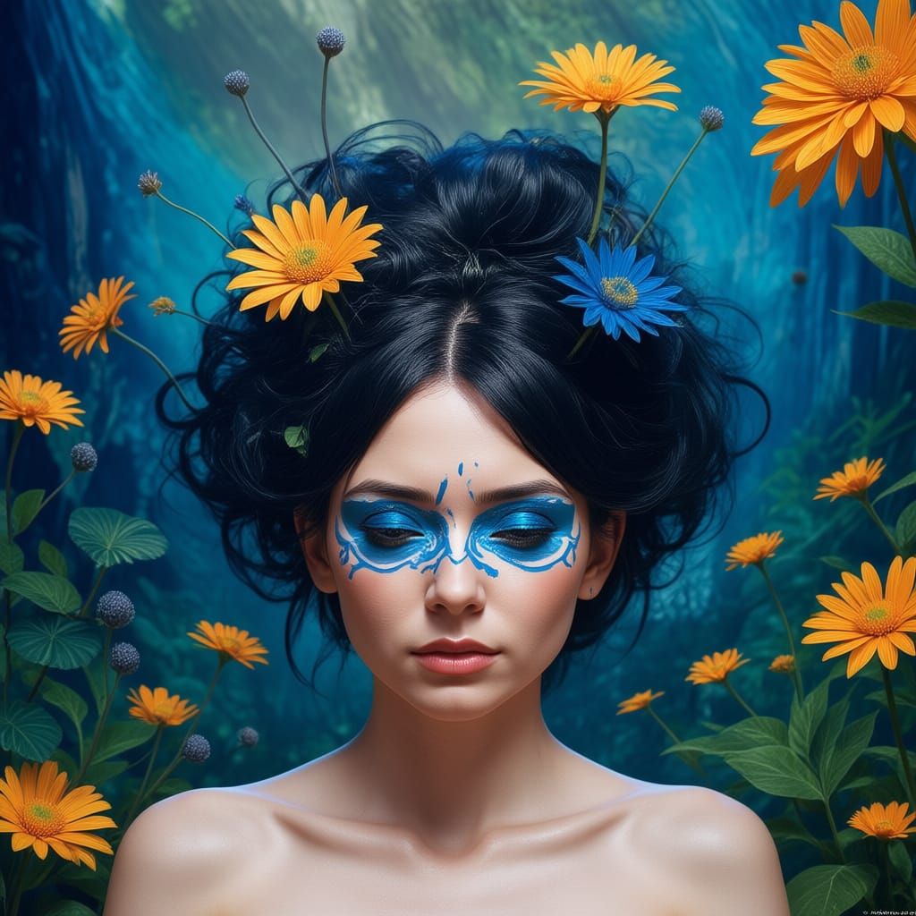 Black Hair Transformation in Detailed Matte Painting