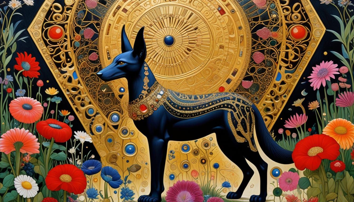 Anubis in a Surrealist Landscape Painting