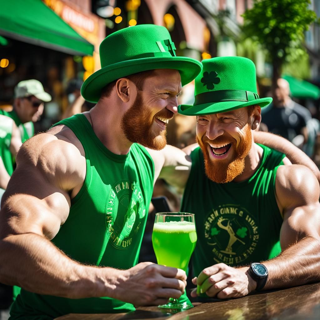 St. Patrick's Day: Bodybuilders Toast in Festive Celebration