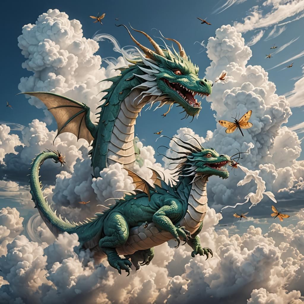 Cloud Dragon and Dragonfly Battle