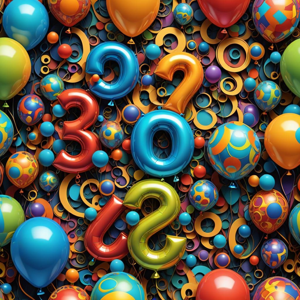 Psychedelic Fractal Art with Letter Balloons