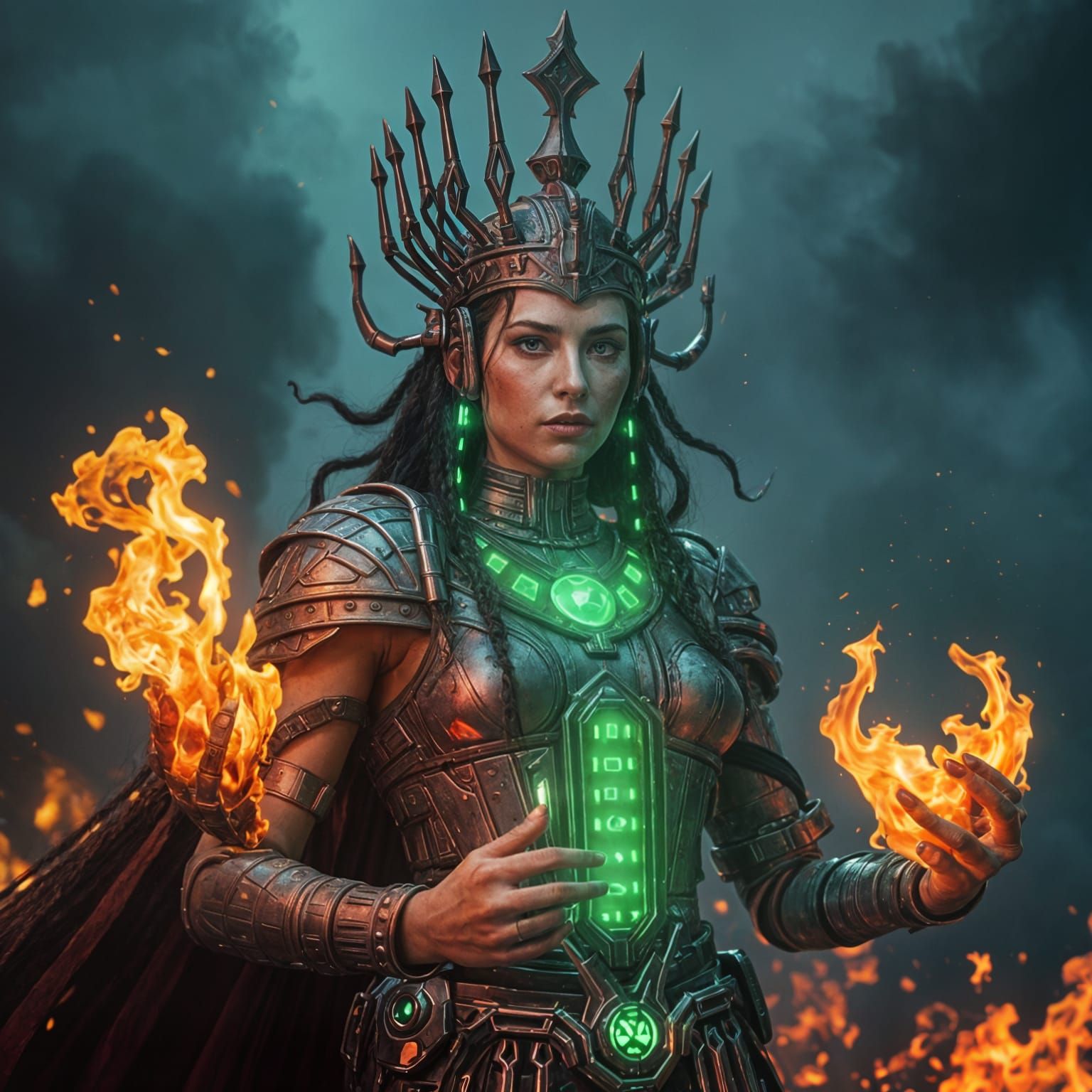 Borg Queen Ablaze in Fiery Digital Art
