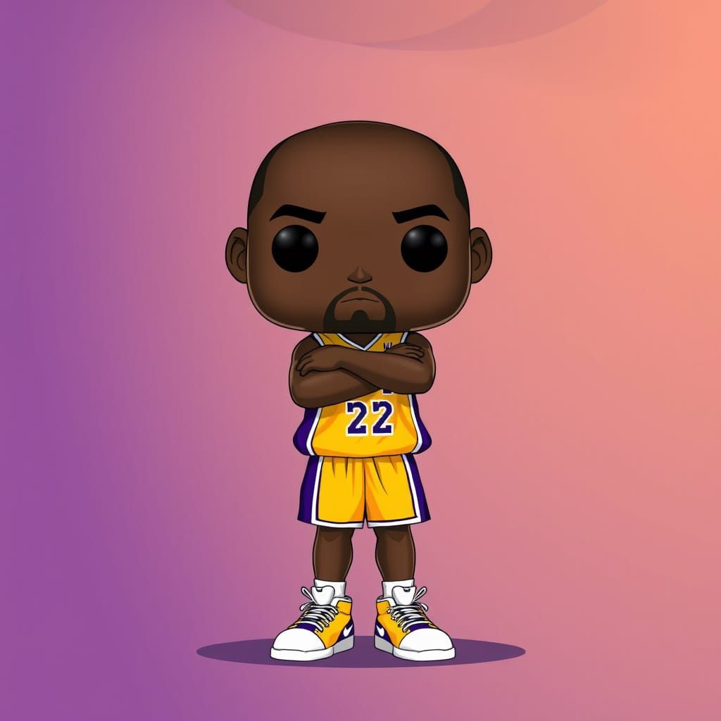 Kobe Bryant Funko Pop in Vibrant, High-Contrast Illustration