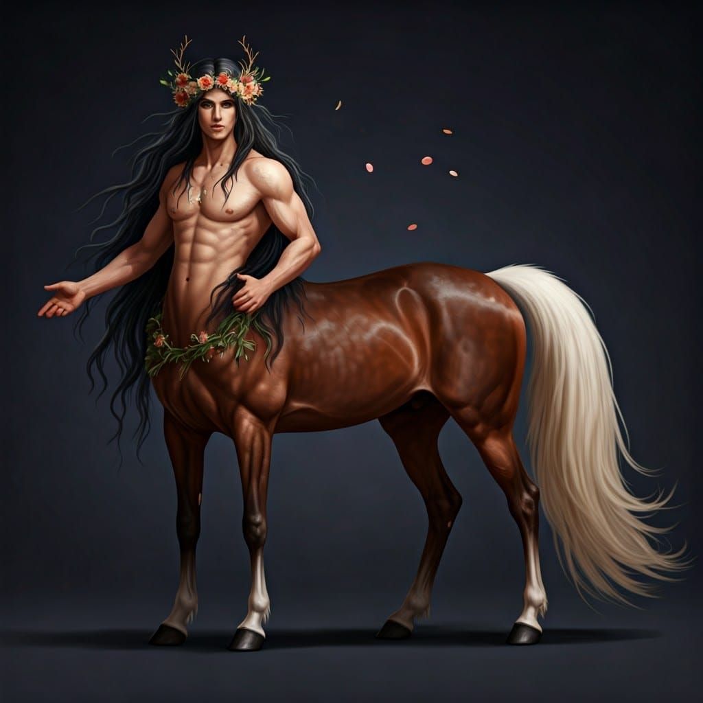 Centaur with Flower Crown in Natural Setting