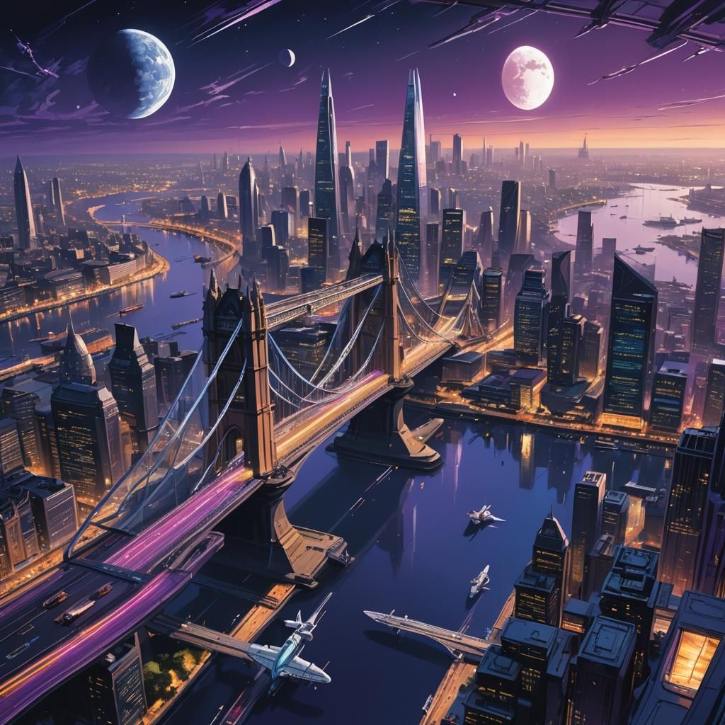 London Bridge Futuristic View from the Moon