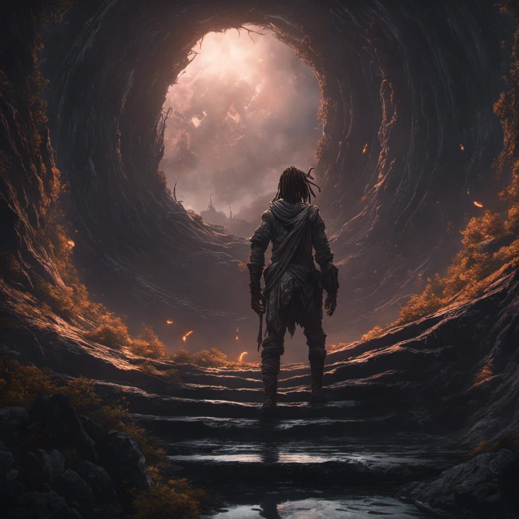 Man at the Abyss Edge: Dark Fantasy Concept Art