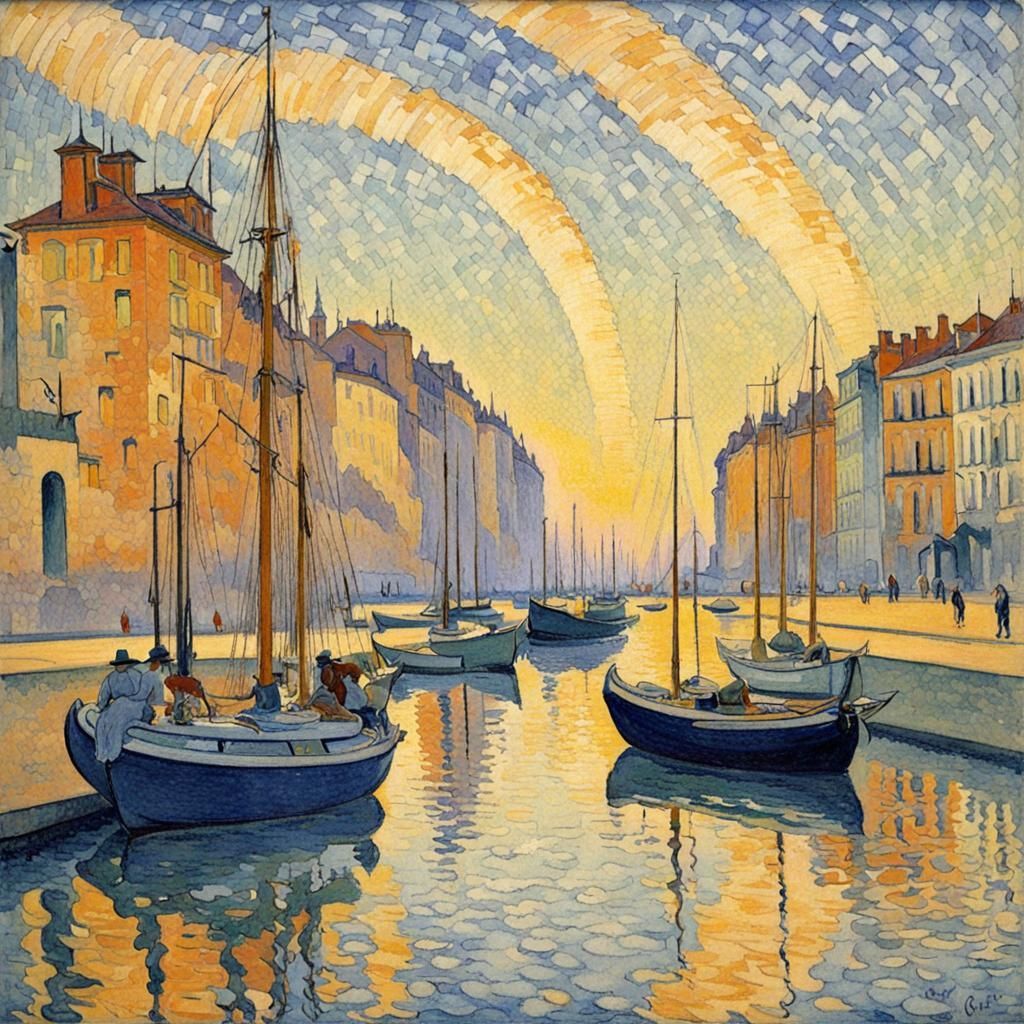 Seascape in Pointillist Style