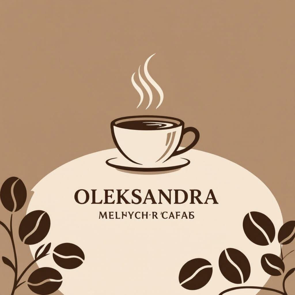 Elegant Coffee Cup Logo for Oleksandra Melnychuk's Café