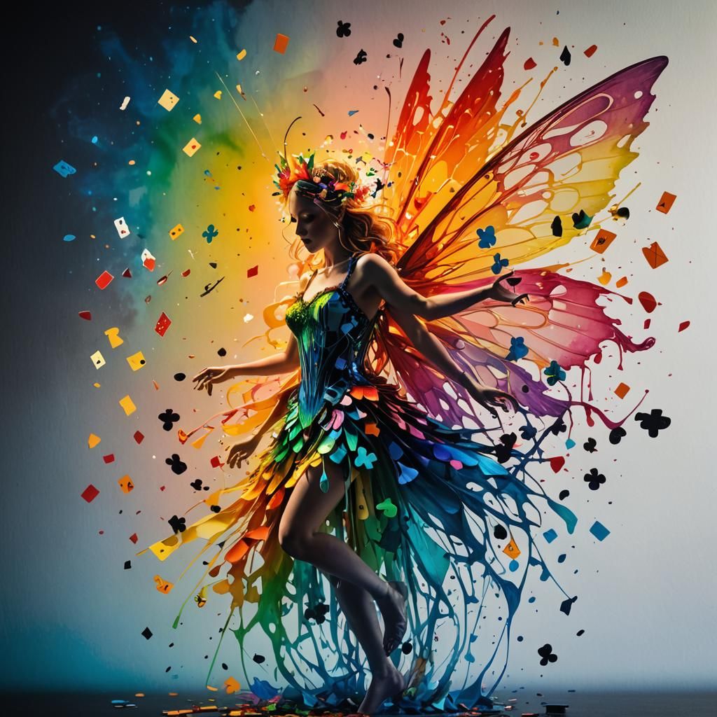 Rainbow Fairy Emerges in Surreal Rayograph
