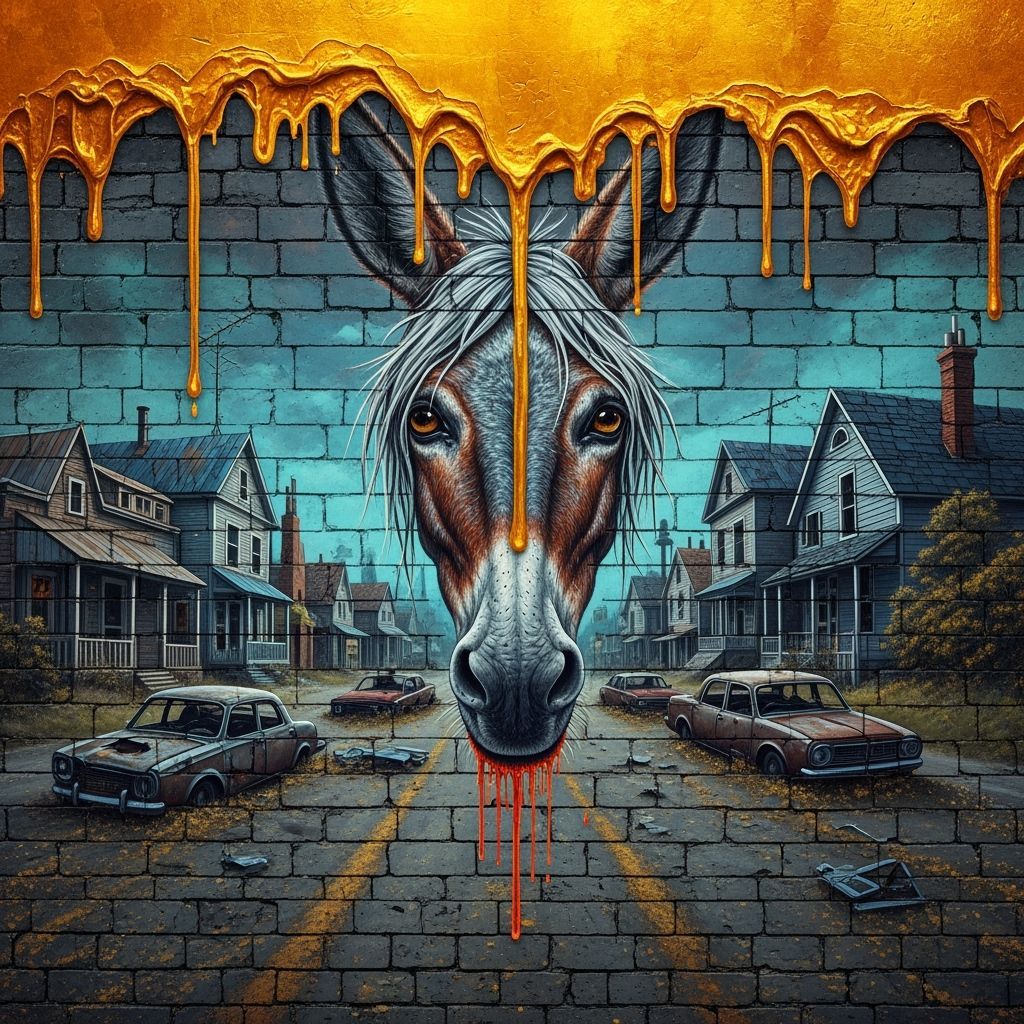 Haunting Mule in Gloomy Town: Conte Drawing Effect