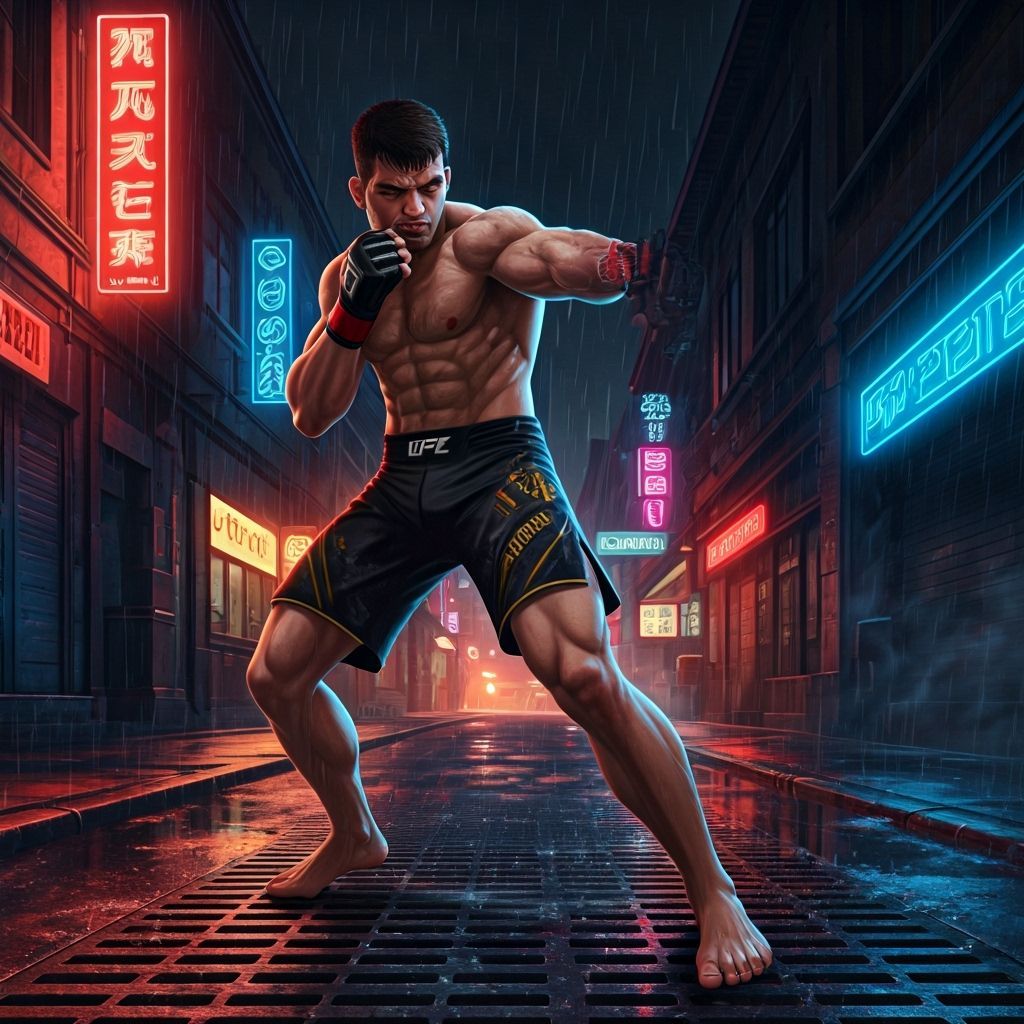 Gritty MMA Fighter in Urban Alleyway