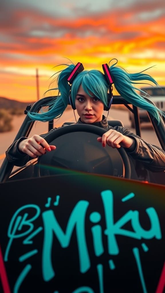 Cyberpunk Goddess Dominates Dystopian Highway