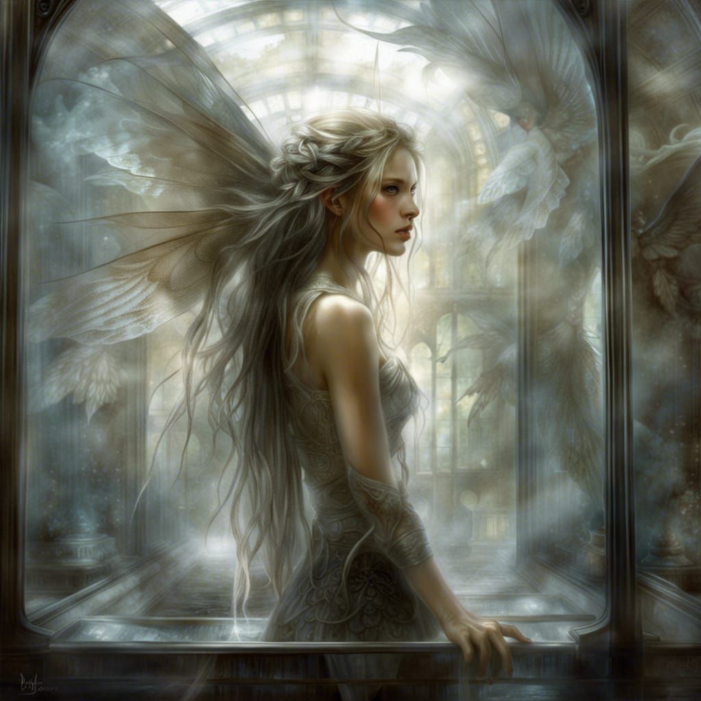 Fairy in Glass Case: Hyperrealistic Digital Art