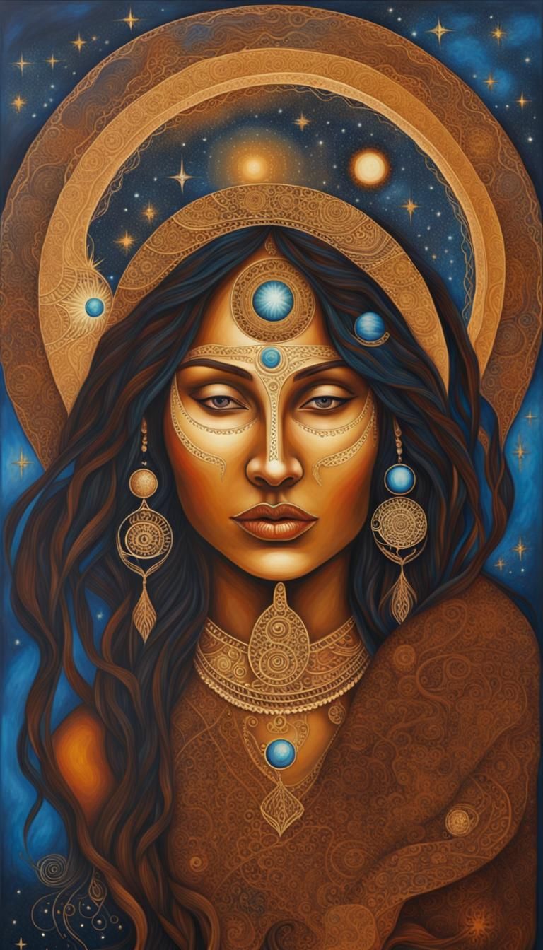 Indian Earth Mother Goddess in Acrylic Art
