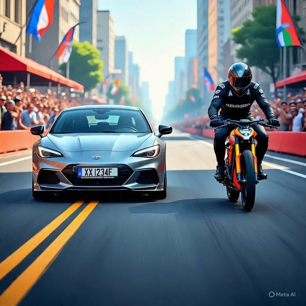 Woman with Vintage Car in Retro-Futuristic Style