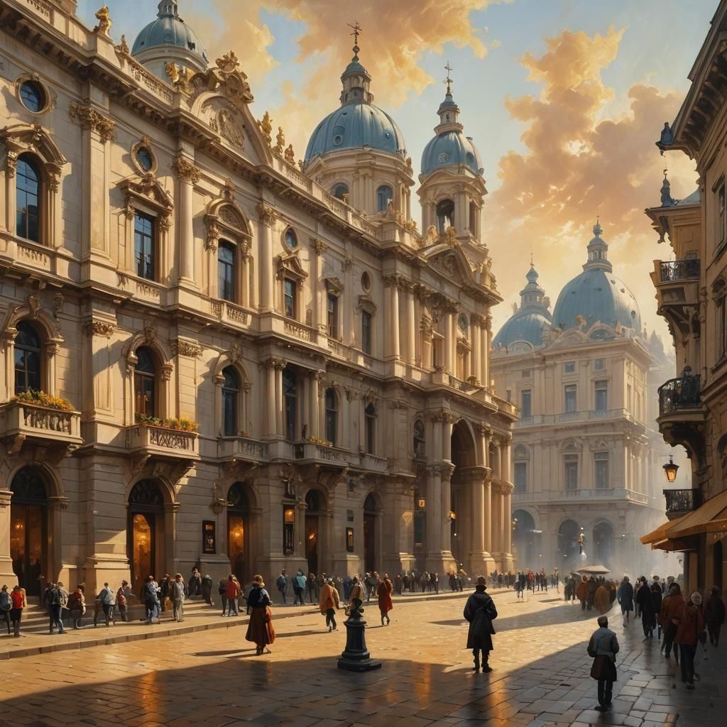 Classical Cityscape in Oil Painting Style