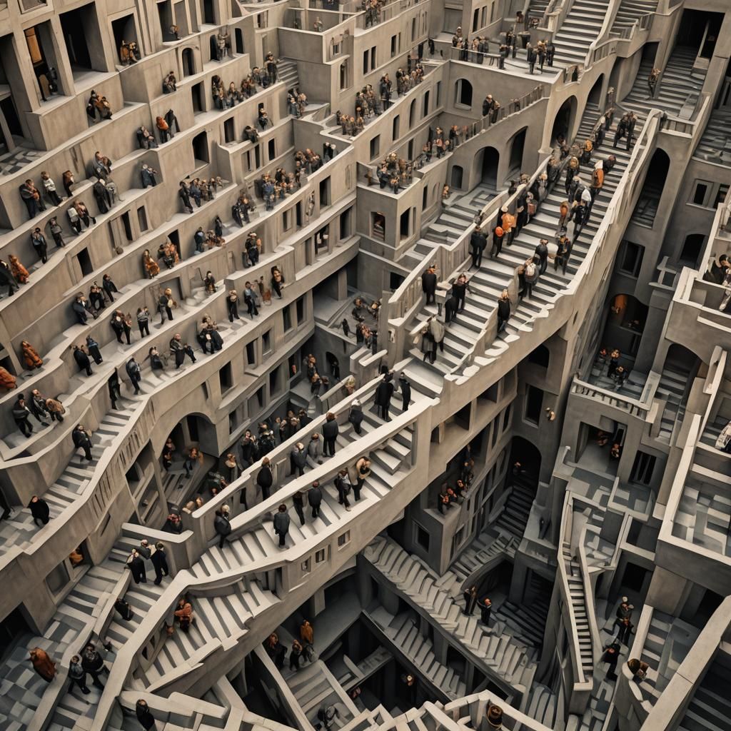 Escher-Inspired Infinite Staircase Paradox