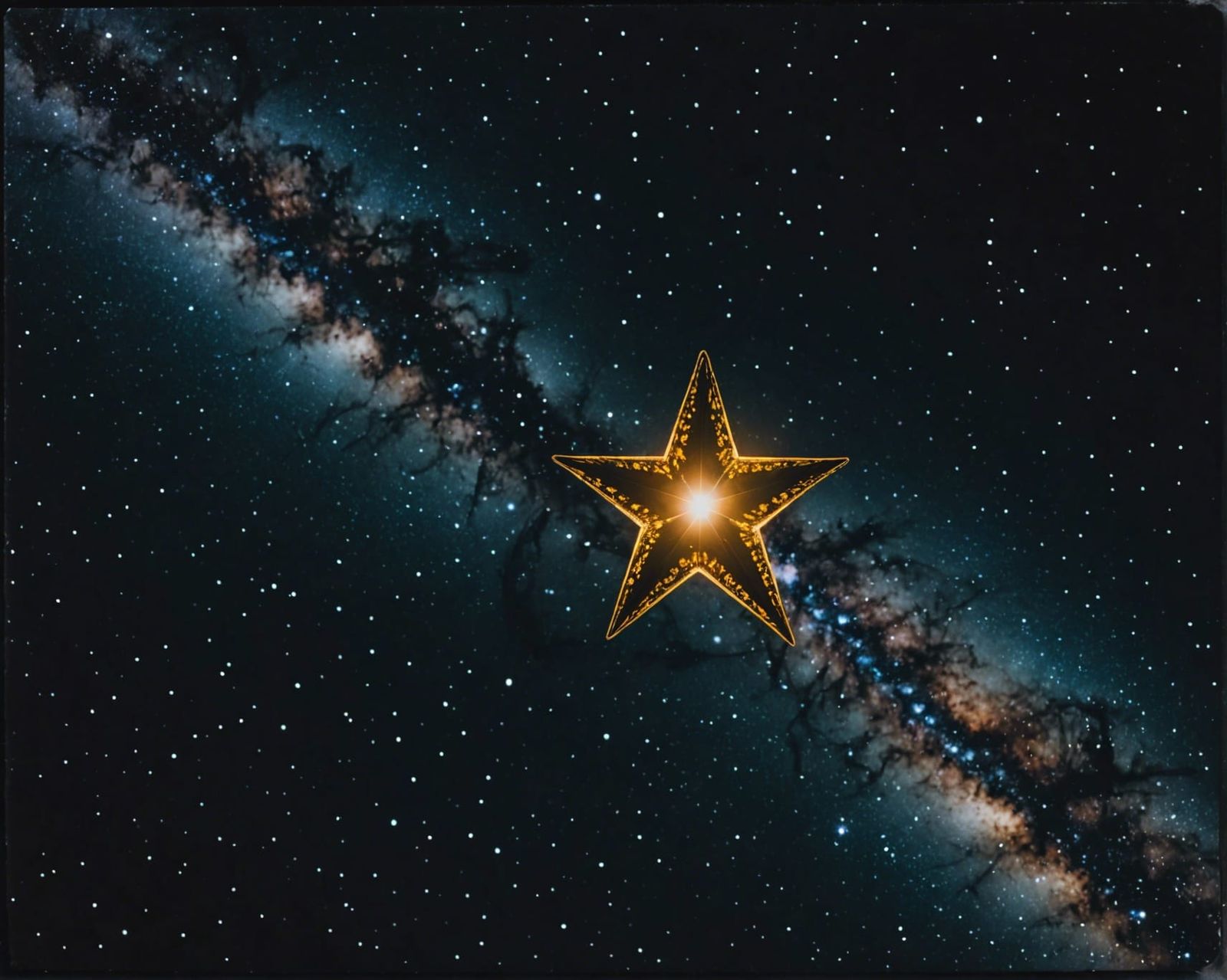 Five-Pointed Star in Galaxy: Origami Papercraft Style