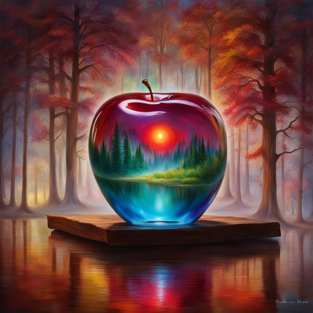 Mystical World Inside a Glass Apple