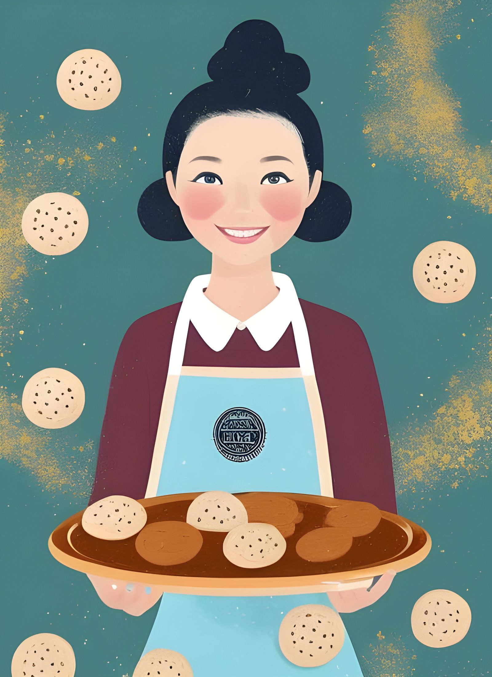 Girl with Cookies: Digital Art Illustration