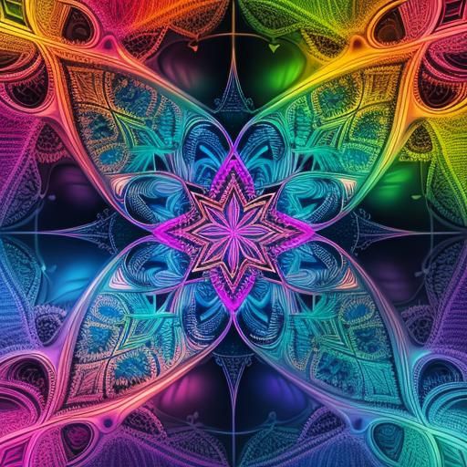 Kaleidoscopic Heart with Abstract Fractal Design