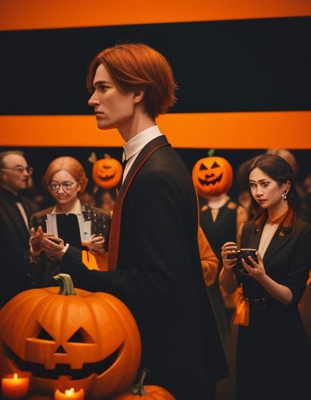 Cinematic Halloween Celebration in Vibrant Autumn Colors