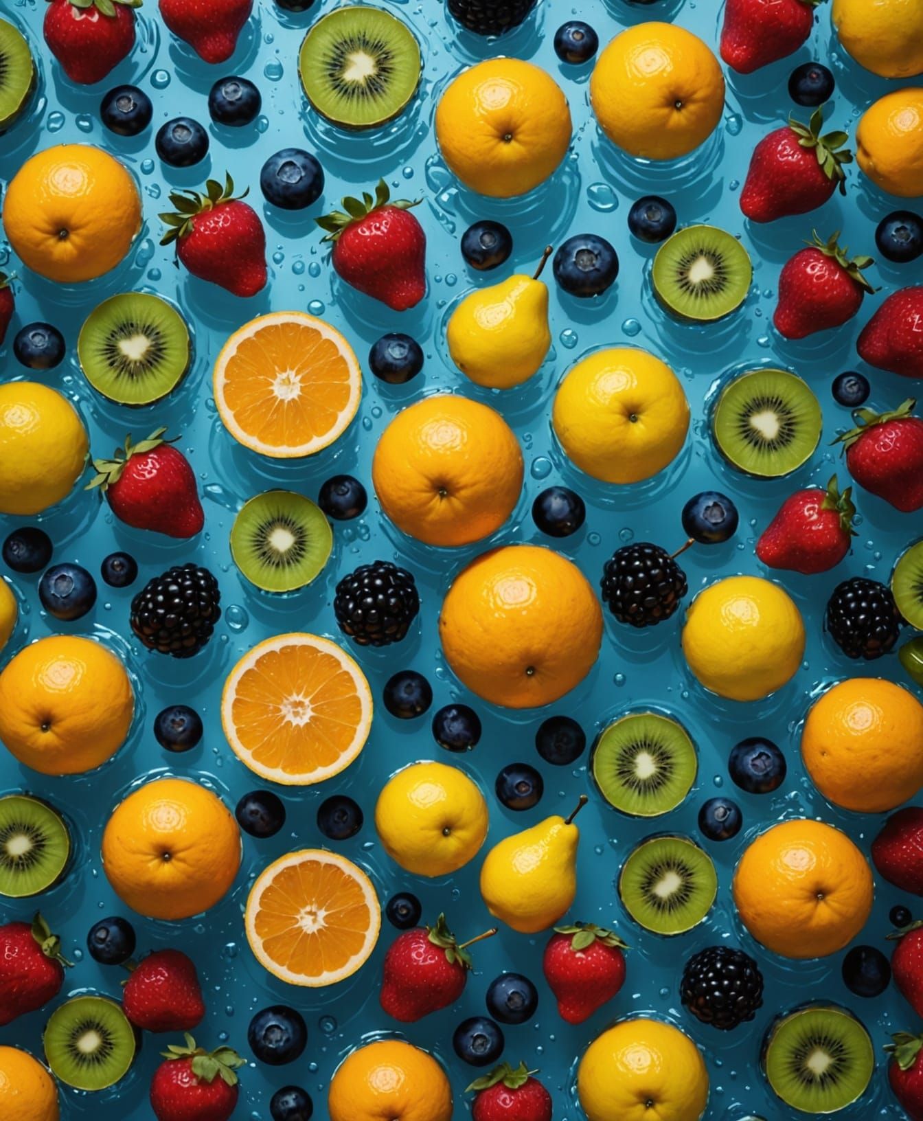 Cascading Fruits in Hyper-Detailed Photo