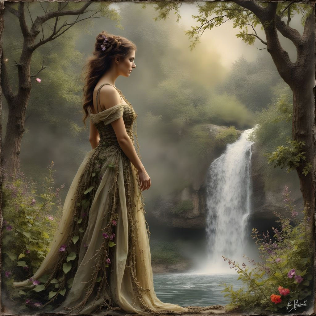 Mother Earth Goddess in Vintage Fantasy Grotto