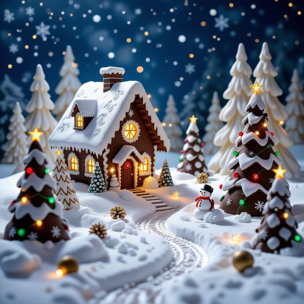 Whimsical Chocolate Winter Wonderland with Christmas Lights