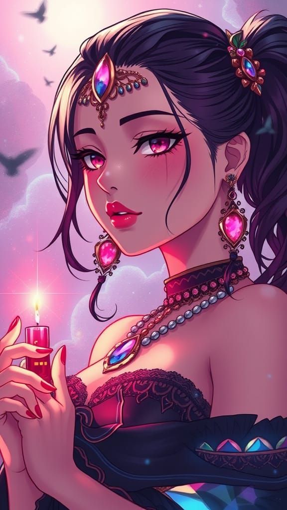 Ethereal Cyberpunk Goddess in Avant-Garde Attire