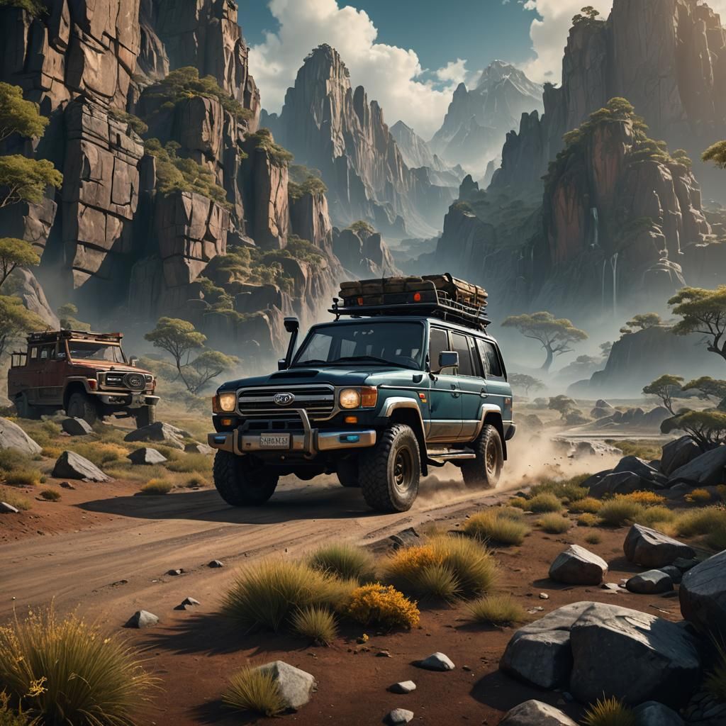 Detailed Matte Painting of a Land Cruiser