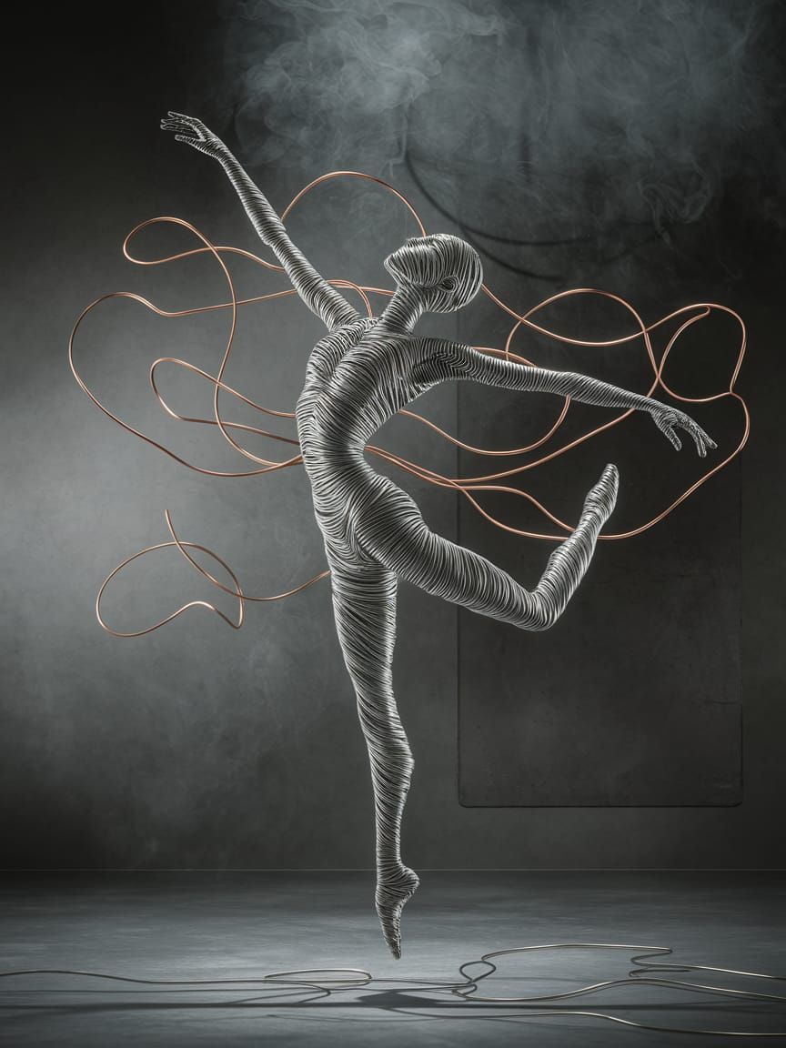 Abstract Wire Sculpture of a Ballet Dancer