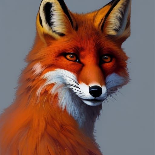 Detailed Anthro Fox Portrait in Digital Art Style