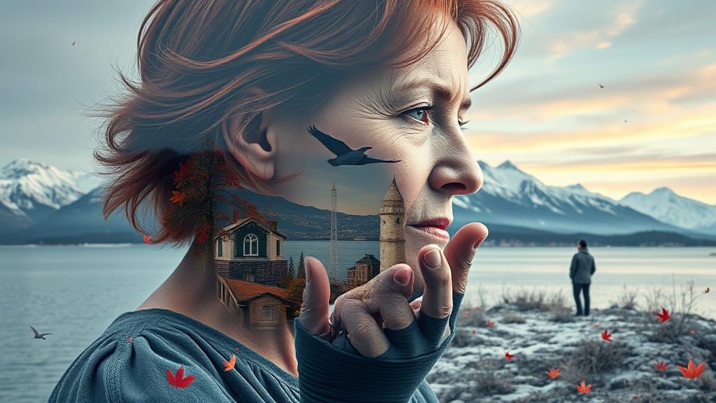 Double Exposure Portrait: City Meets Alaska